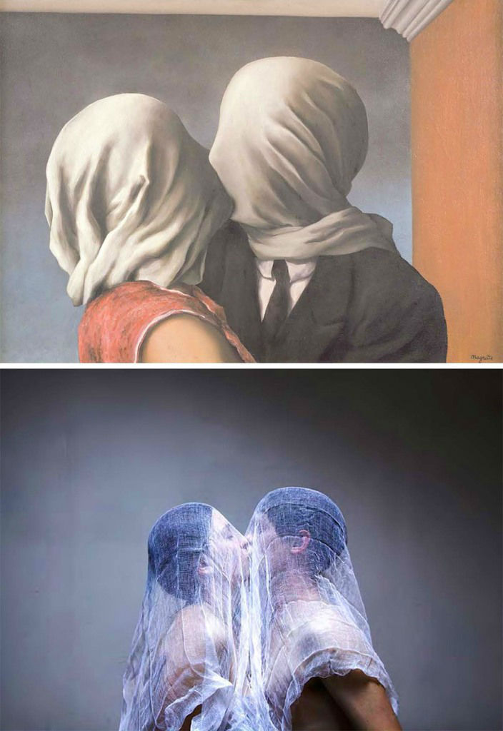 Tableaux vivants: Gli amanti di Magritte riproposti da Linda Cieniawska